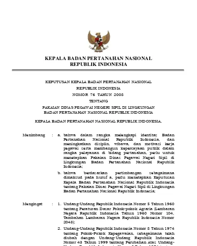Keputusan Kepala Badan  Pertanahan  Nasional  Nomor 1 Tahun 2005