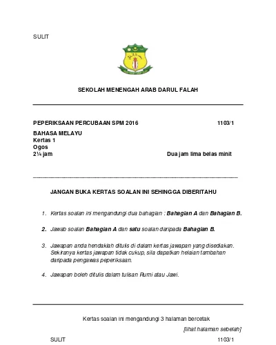 Bahasa Melayu Kertas 1
