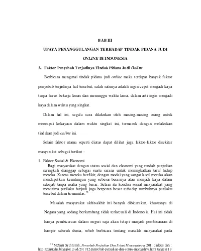 Pertanggungjawaban Pidana Terhadap Pelaku Tindak Pidana Perjudian Online Di Indonesia Studi Putusan Pn Binjai No 268 Pid B 2015 Pn Bnj Chapter Iii V