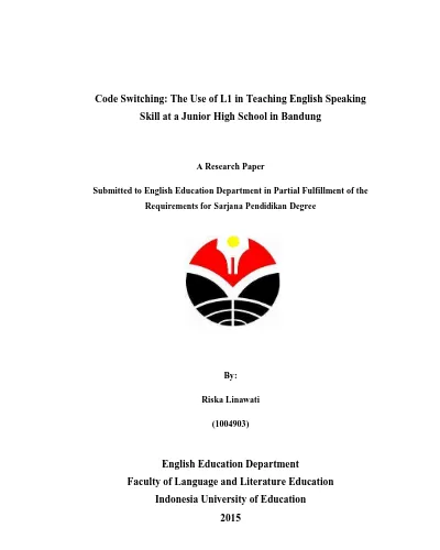A Case Study Of Code Switching In Schoolchildren S Utterances In The Multilingual Community Repository Upi S Ing 1006423 Title