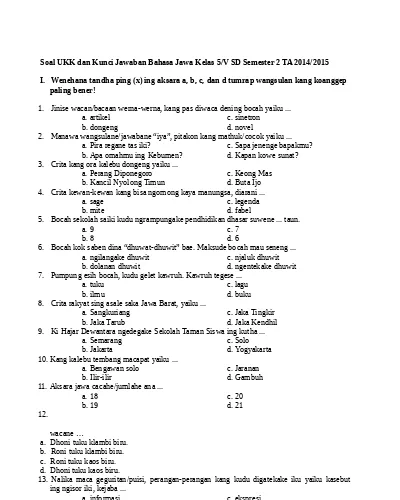 Jawaban Lks Bahasa Jawa Kelas 8 Semester 2 Jawaban Tugas