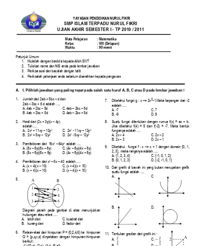 Contoh Soal Uas Matematika Kelas 10 Semester 1