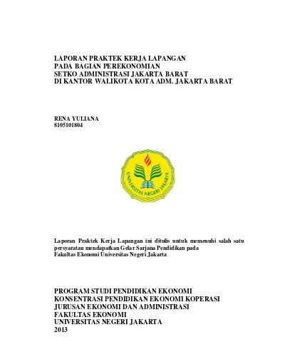Laporan Praktik Kerja Lapangan Pada Kantor Walikota Jakarta Timur Suku Dinas Pendidikan Menengah Repository Fakultas Ekonomi Unj