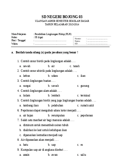 Soal Uts Plh Kelas 5 Semester 2 Dan Kunci Jawaban Berkas Download