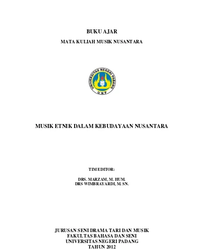 Buku Ajar Mata Kuliah Musik Nusantara