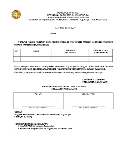 Donwload Contoh Surat Mandat - Contoh Surat Mandat Nusagates : Contoh surat mandat ( surat kuasa ) penjemputan santriwati.