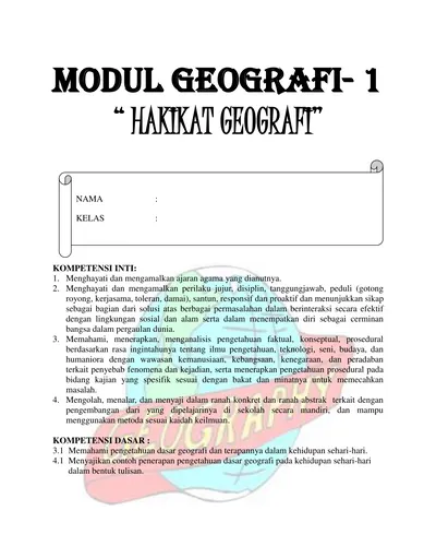 Modul Geografi 1 Hakikat Geografi