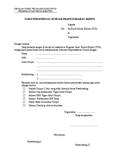 Dokumen Sekolah Tinggi Teknologi Adisutjipto Permohonan Skripsi